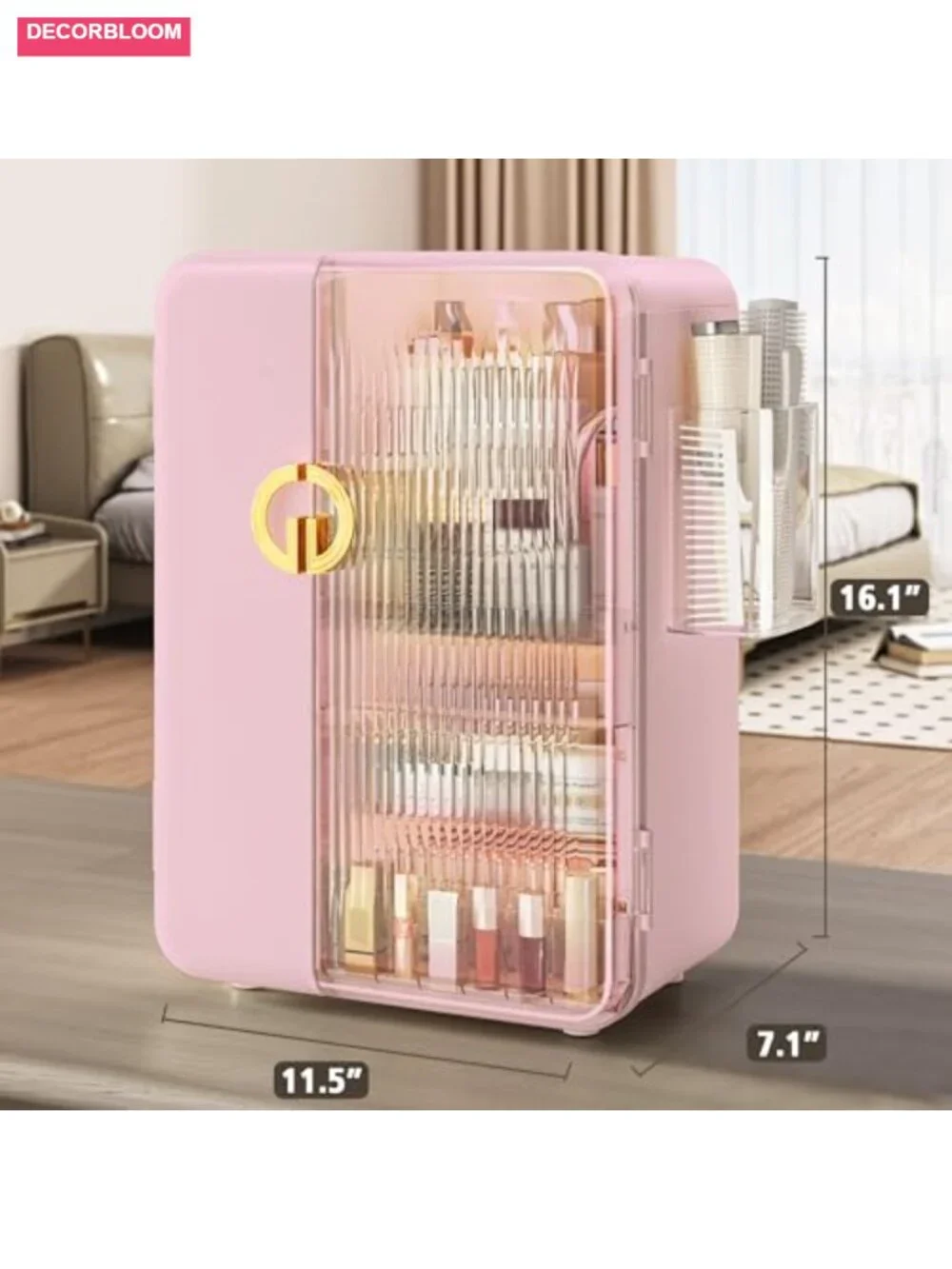 Makeup Organizer with Drawers and Brush Holders - Cosmetic Display Case